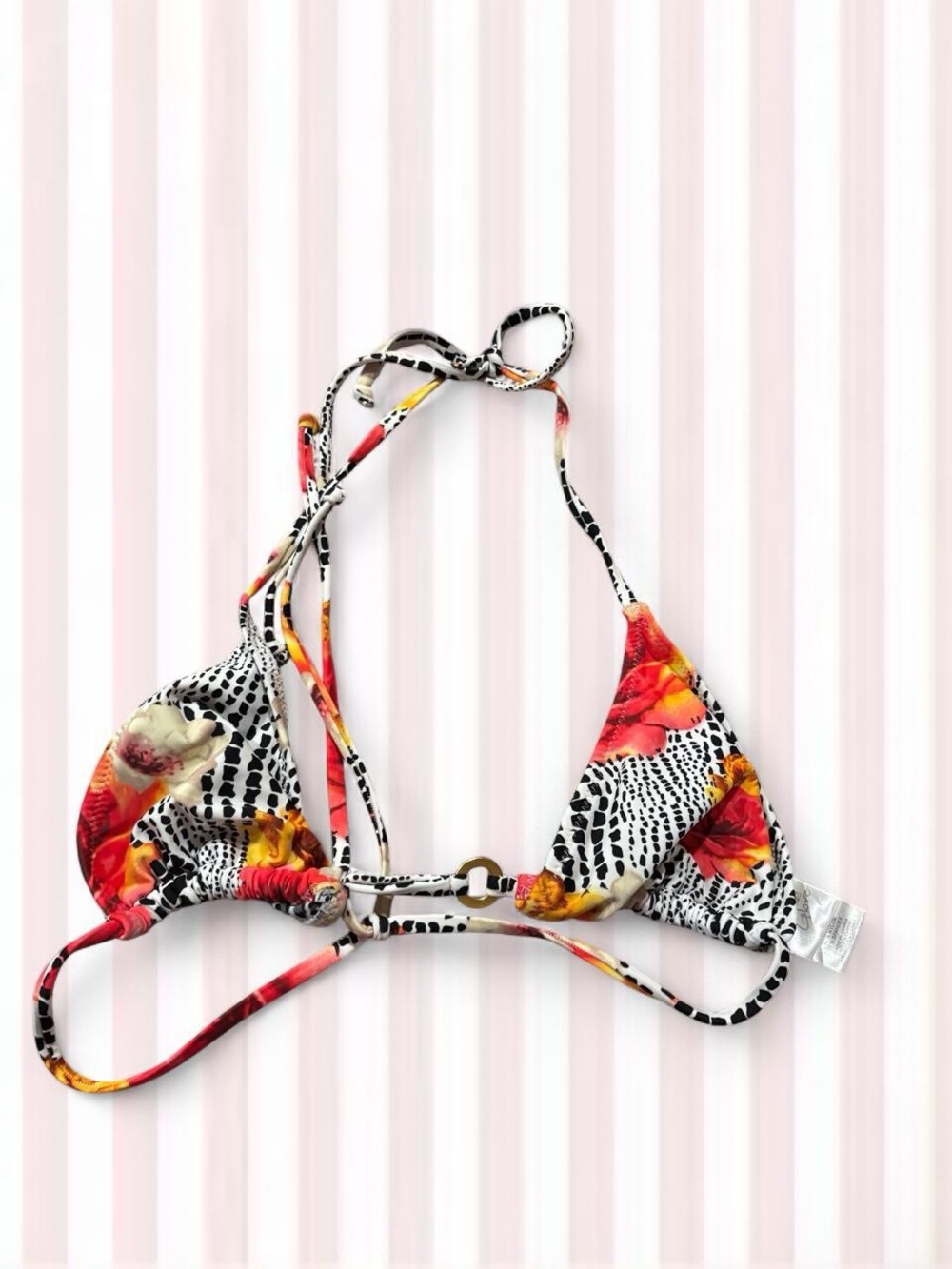 Body Glove Floral & Black White Animal Print Triangle Bikini Top